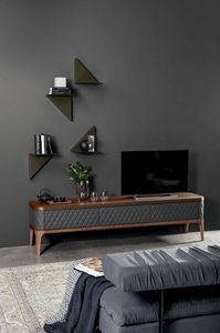 TIFFANY
 porta-tv, Porta-tv in legno con ante in pelle trapuntate a mano
