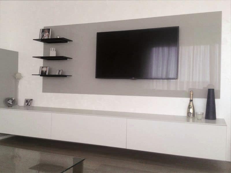 Mobile TV in Vetro Trasparente   Mensola sospesa Stile Elegante   Design Salotto Moderno   Ice 