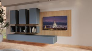 Boiserie 01.4, Mobile moderno per salotto con pannellatura boiserie