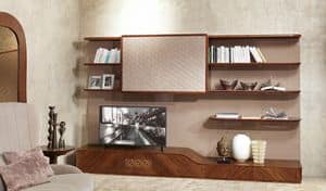 LB33 Desyo libreria, Mobile soggiorno con porta TV in stile contemporaneo