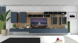 Soggiorno 07, Mobile per ampia parete soggiorno, con pannellatura boiserie