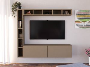 Soggiorno 17.2, Composizione da parete dal design compatto, per soggiorno