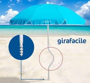 Ombrellone spiaggia brevettato Girafacile  GF180COT, Ombrellone ad avvitamento per spiaggia