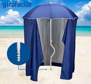 Ombrellone spiaggia brevettato Girafacile  GF200TUV, Ombrellone con tenda protezione raggi UV adatto per la spiaggie
