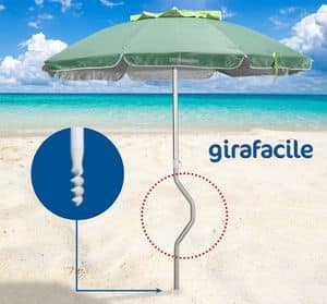 Ombrellone spiaggia brevettato Girafacile  GF20ALUV, Ombrellone con punta elicoidale per un facile avvitamento