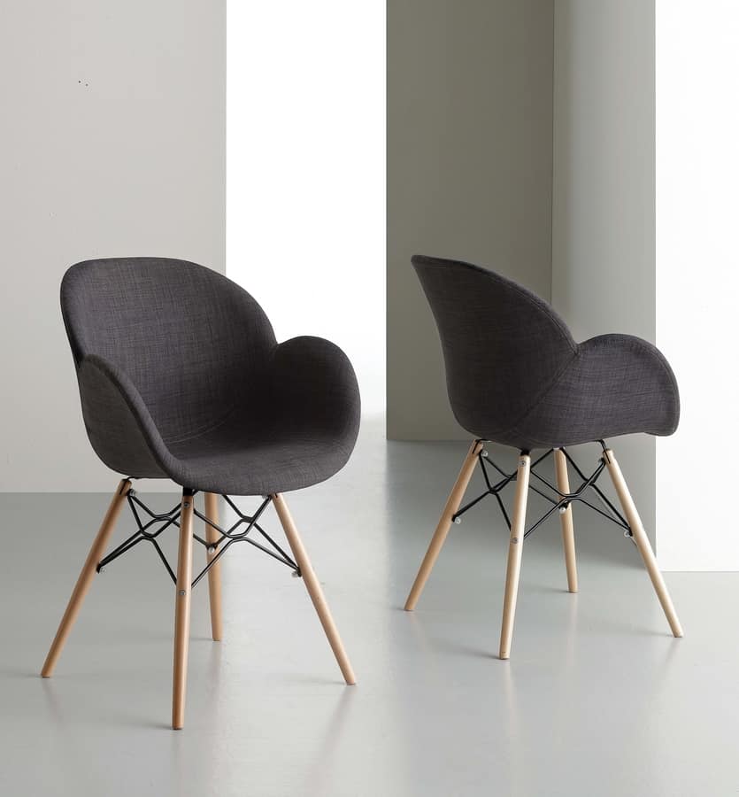 Poltroncina da pranzo in tessuto chambray antracite | IDFdesign