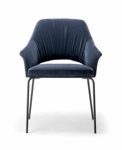 WINGS SIDE CHAIR WITH METAL BASE 076 POL, Poltroncina moderna imbottita