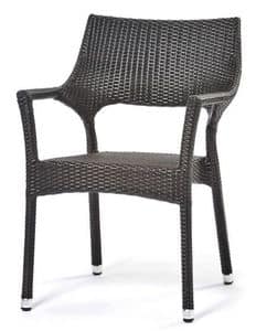 Cafenoir sedia, Sedia con braccioli in plastica intrecciata, economica, per esterni