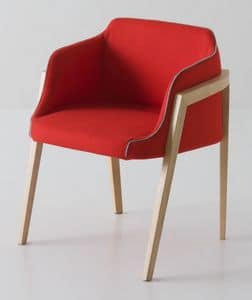 Chevalet BL, Poltroncina design imbottita con gambe in legno di faggio