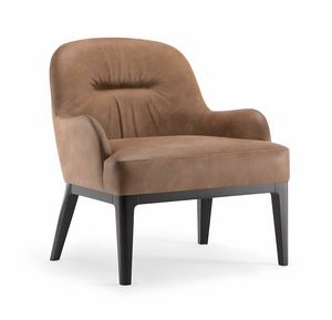 LOTUS LOUNGE CHAIR 063 P, Poltrona con gambe in legno massello