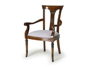 Art.187 poltrona, Poltroncina in legno con seduta imbottita, stile classico