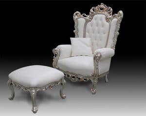 Casanova trono, Poltrona classica in pelle, stile barocco