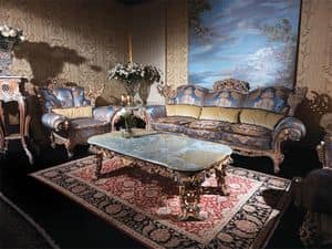 Art. 4811, salotto classico di lusso, arredo salotto intagliato, divani e poltrone classiche Studio