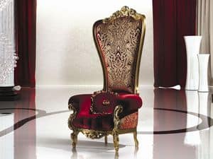 B/110/2 The Throne, Poltrona in legno massiccio, in stile classico, varie finiture