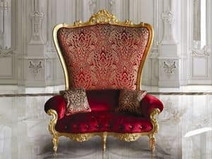 B/120/1 The Throne, Poltrona rivestita con eleganti stoffe e velluti