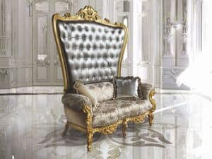 B/120/3 The Throne, Poltrona trono, schienale capitonn, lavorata a mano