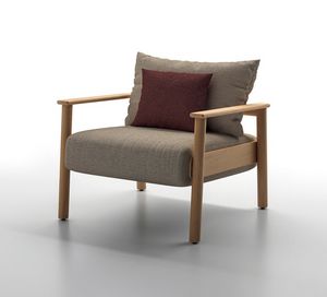 ELIO P, Poltrona da esterno, struttura in legno teak