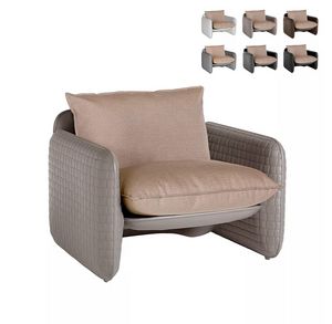 Poltrona lounge design moderno Slide Mara trama cuoio interno esterno SD MAA075, Poltrona in polietilene, indoor e outdoor