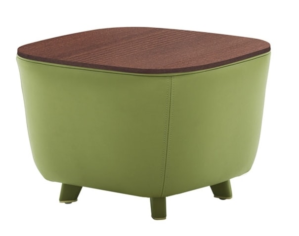 Tavolino pouf con piedini in legno