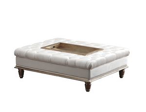 Eduard pouf capitonn�, Pouf capitonn� con vassoio centrale in legno