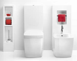 SQUARE MONO WC BIDET, Sanitari monoblocco con cisterna in ceramica
