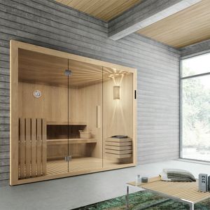 Kyra, Sauna con porta battente in vetro e tastiera digitale