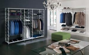 Socrate negozi abbigliamento, Scaffali modulari per negozi, varie acessori e finiture