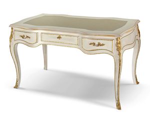 Scrittoio 5042, Scrittoio in stile classico, con piano in pelle