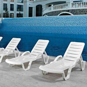 Lettini da piscina plastica professionali prendisole - RE100PLA20PZBI, Lettini prendisole in plastica con ruote