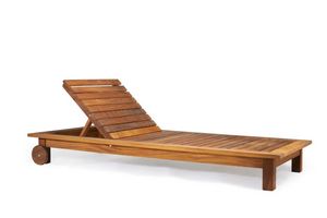 Lettino CR, Lettino in legno di iroko, con schienale reclinabile