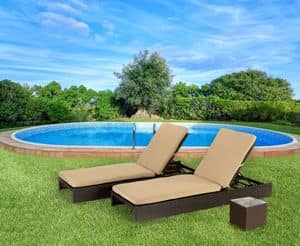 Set lettini giardino prendisole Malesia  MA100RAT2PZ, Lettini prendisole in rattan per terrazzo e giardino