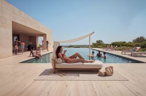 ZEFIRO, Daybed da esterno, in legno teak ed alluminio