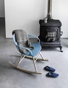Elephant Rocking Chair, Sedia a dondolo con base in massello e scocca in poliuretano