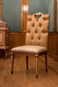 9562N, Sedia con seduta e schienale imbottiti, per stanze in stile classico di lusso