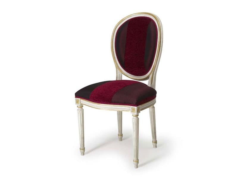 Art.104 sedia, Sedia con schienale imbottito ovale, stile Luigi XVI