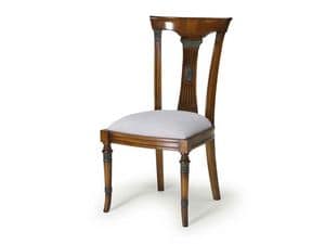 Art.186 sedia, Sedia da pranzo, seduta imbottita e schienale in legno