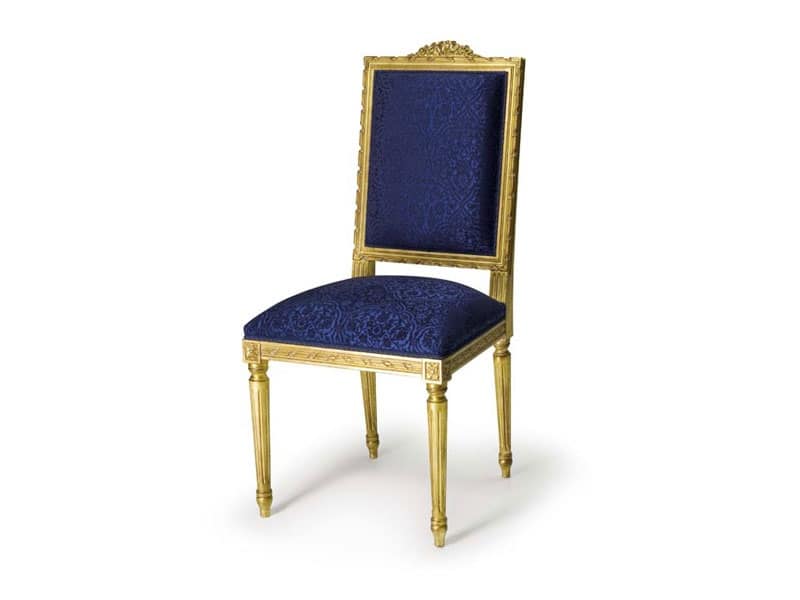 Art.441 sedia, Sedia imbottita in stile Luigi XVI, in legno di faggio