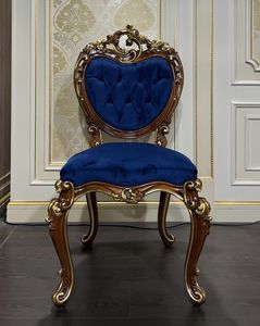 Art. 9000 sedia Luigi XV, Sedia in legno con imbottitura capitonn�, stile classico