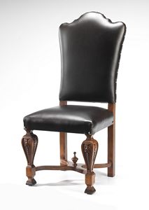 Art. 91/C sedia, Sedia in pelle, classica, con gambe intagliate