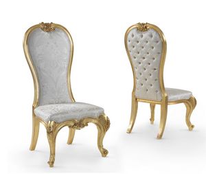 Eufrasia, Elegante sedia con schienale alto, finitura foglia oro