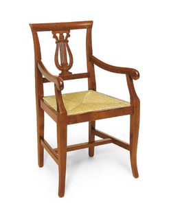 Art. 101/A, Sedia in legno con braccioli, decoro a forma di arpa