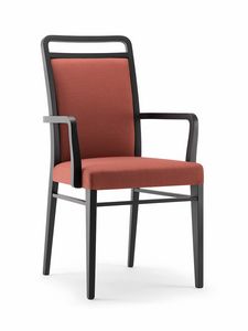 HAVANA SIDE CHAIR WITH ARMS 020 SB, Sedia in legno imbottita, con braccioli