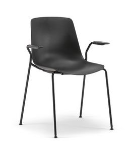 Java Plastic 02 P, Sedia 4 gambe metallo, con braccioli, scocca in plastica