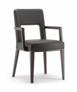 MONTREAL ARMCHAIR 024 SB, Sedia in legno con braccioli, schienale forato