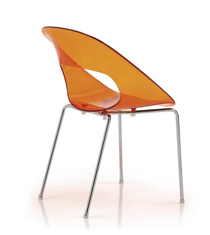 Sedia Da Ufficio Poltrona Fissa per Sala Attesa sedia con monoscocca in plastica colorata con telaio in metallo cromato sedia impilabile sedia per conferenza Nero arancio 