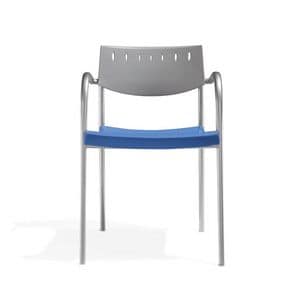Klic, Sedia in metallo, impilabile, per sala conferenza e riunione