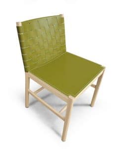 ART. 0022-CU-LE JULIE, Elegante sedia in legno e cuoio