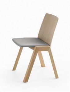 Kira RS/SU, Sedia impilabile in legno con seduta imbottita