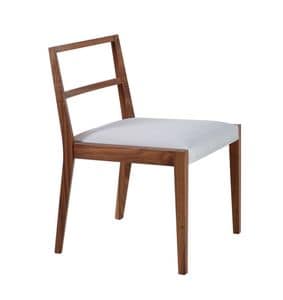 Pourparler sedia 01, Sedia in legno con schienale a doghe, per ristoranti
