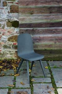 SLIM sedia con base in legno, Sedia con scocca in rovere e gambe in legno